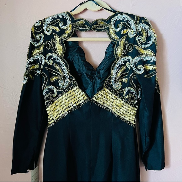 BNWT sequin and beaded vintage gown with open back 80s 1980s - Picture 3 of 6